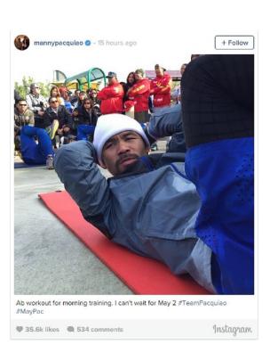 Manny Pacquiao melakukan latihan (Istagram)