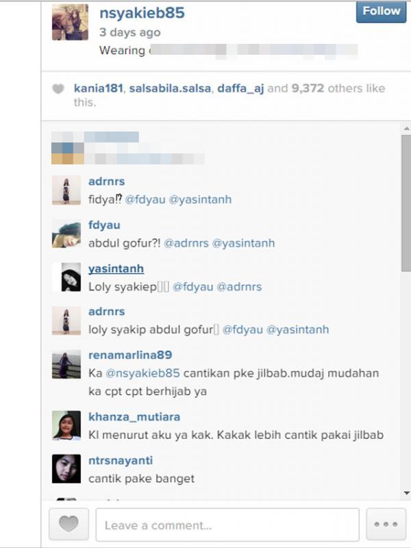 Komentara follower atas penampilan Nabila Syakieb (Instagram.com/nsyakieb85)