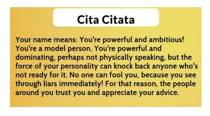 Cita Citata (Via: en.nametests.com)