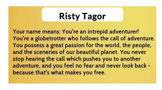 Risty Tagor (Via: en.nametests.com)