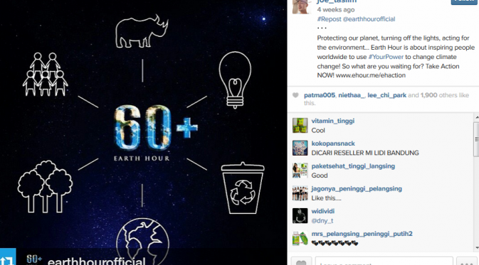 Salah satu kampanye Joe Taslim di instagram miliknya. (Instagram @joe_taslim)