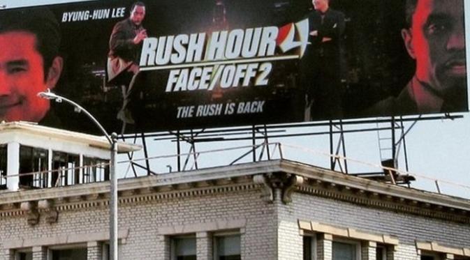 Poster Rush Hours yang menampilkan wakah Lee Byung Hun dan Sean Combs.
