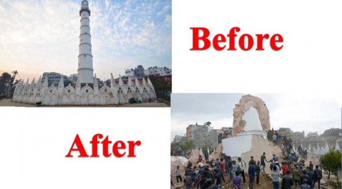 6. Menghancurkan Gedung Dharahara sebagai landmark Nepal (Via: allindiaroundup.com)