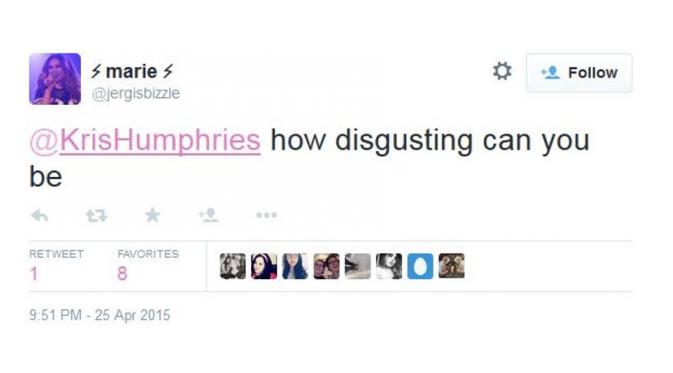 Kecaman netizen pada Kris Humphries | via: twitter