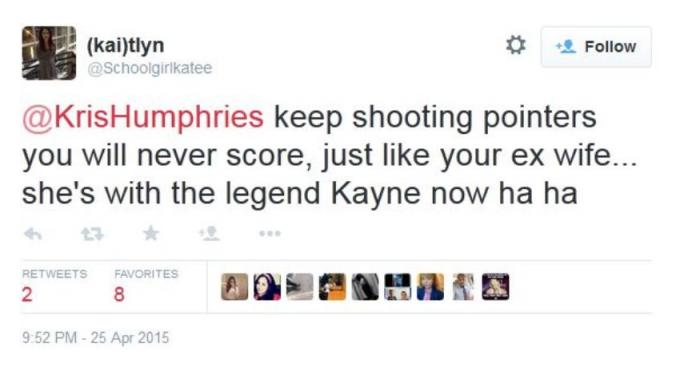 Kecaman netizen pada Kris Humphries | via: twitter