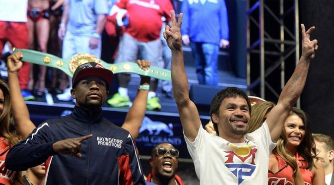Acara timbang badan Floyd Mayweather vs Manny Pacquiao (REUTERS/Steve Marcus)