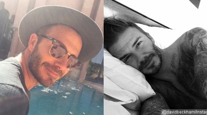 David Beckham selfie dipagi hari saat dirinya berulang tahun yang ke 40 tahun. Foto: Instagram
