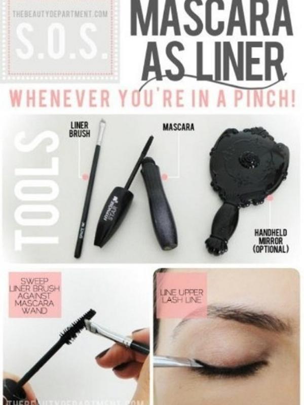 Gunakan maskara sebagai eyeliner | via: buzzfeed.com