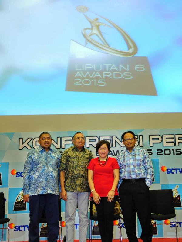 Dewan juri Liputan 6 Awards saat jumpa pers di SCTV Tower, Senayan, Jakarta Pusat, Selasa (12/5/2015). (Liputan6.com/Faisal R Syam)