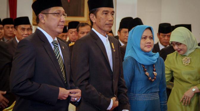 Ibu Negara Iriana dampingi Presiden Jokowi di acra peringatan Isra Miraj Nabi Muhammad SAW. Foto: Liputan6.com