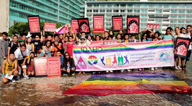 Peringatan International Day Againts Homophobia dan Transphobia (Idahot) di kawasan Bundaran HI, Jakarta. (facebook.com/idahot2015jkt)