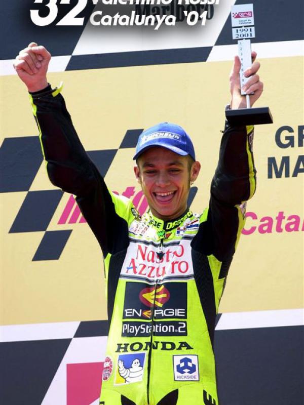 Momen kemenangan Valentino Rossi di tahun 2001