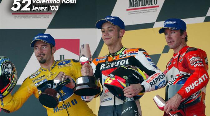 Momen kemenangan Valentino Rossi di tahun 2003