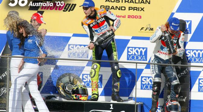 Momen kemenangan Valentino Rossi di tahun 2003