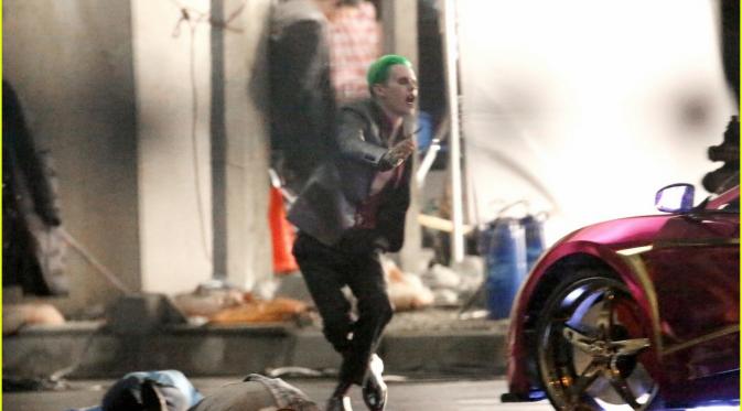 Adegan syuting yang dilakukan Jared Leto untuk film Suicide Squad. Foto: justjared.com
