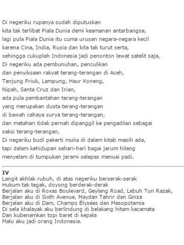 Malu (Aku) Jadi Orang Indonesia Part 3 dan 4 by Taufik Ismail (Via: http://orb.web.id/)