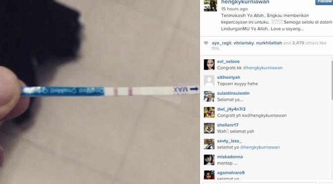Hengky Kurniawan mengumumkan kehamilan Sonya Fatmala lewat akun Instagram pribadinya. (foto: instagram.com/hengkykurniawan)