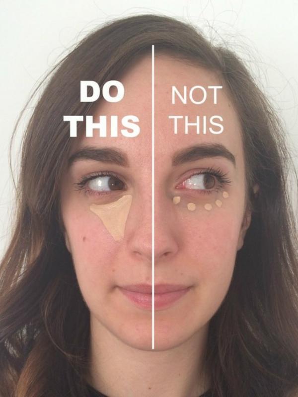 Oleskan concealer dengan cara yang benar | via: buzzfeed.com