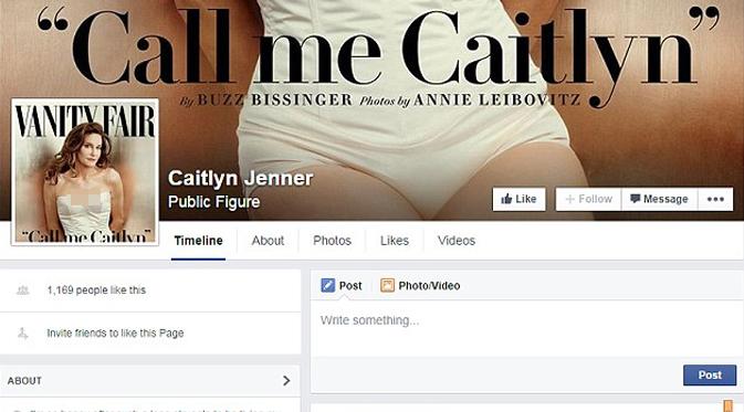 Caitlyn Jenner juga membuat akun Facebook untuk memperkenalkan dirinya. (via dailymail.co.uk)