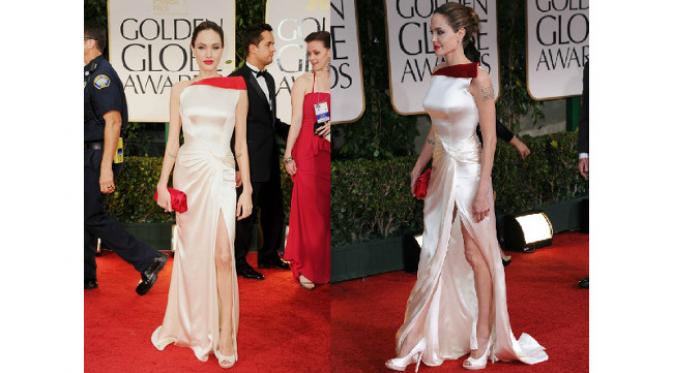 Angelina Jolie tak hanya memukau dengan keseksian bibirnya, tetapi juga kakinya.