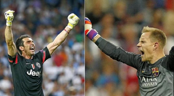 Kiper veteran, Gianluigi Buffon bakal melawan kiper debutan Marc Andre Ter-Stegen di final Liga Champions nanti (Marca.com)