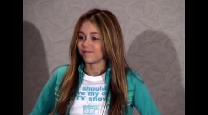 Wajah Miley Cyrus saat mengikuti audisi serial televisi Hannah Montana. (foto: courtesy of youtube)
