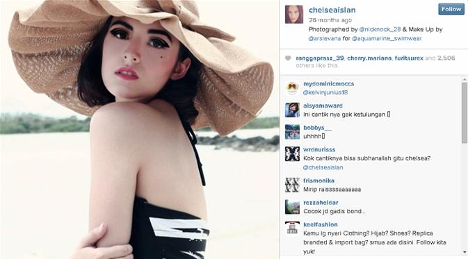 Chelsea Islan terlihat begitu cantik dan sensual saat menggunakan lipstik berwarna merah menyala. (via Instagram.com)