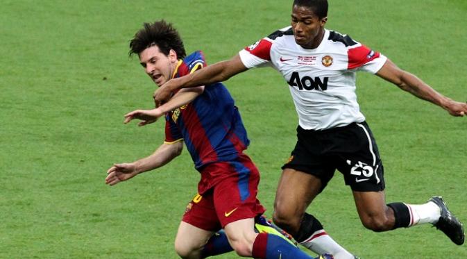 Lionel Messi dalam final Liga Champions 2010/11 menghadapi Manchester United pada 28 Mei 2011. EPA/LINDSEY PARNABY