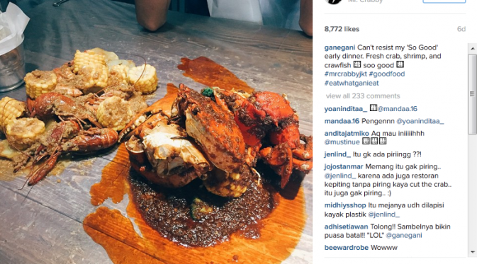Wisata kuliner tak dilupakan oleh Ayu Gani. (Instagram @ganegani)