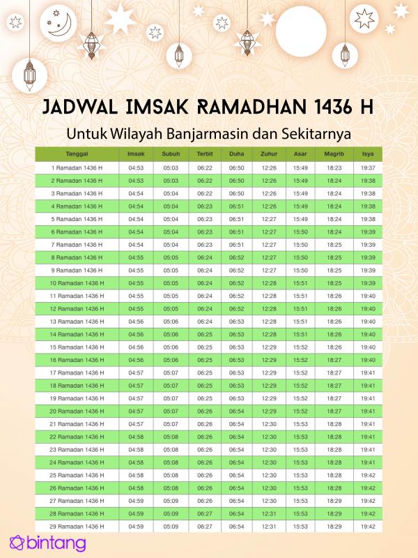 [Bintang] Warga Banjarmasin, Ini Jadwal Puasa 2015 untuk Kalian