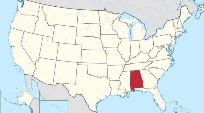 Peta Ilustrasi Negara Bagian Alabama, Amerika Serikat | Via: pinterest.com