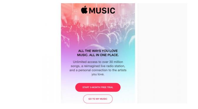 Berikut adalah penampakan tampilan antarmuka Apple Music.