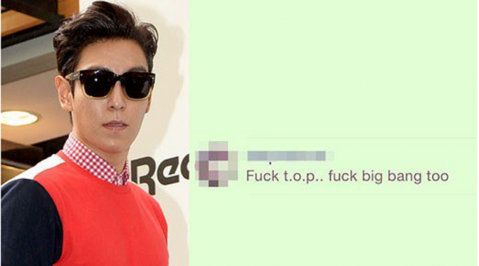 T.O.P mengunggah komentar negatif dari haters di akun media sosial miliknya.