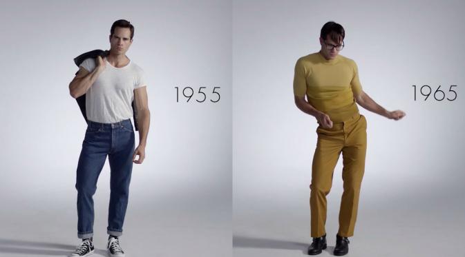 Inilah potret evolusi model celana pria selama 100 tahun terakhir.