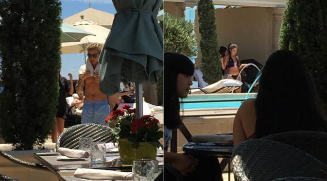 Selena Gomez dan Justin Bieber tertangkap kamera paparazi asyik berenang bersama. (foto: perezhilton)