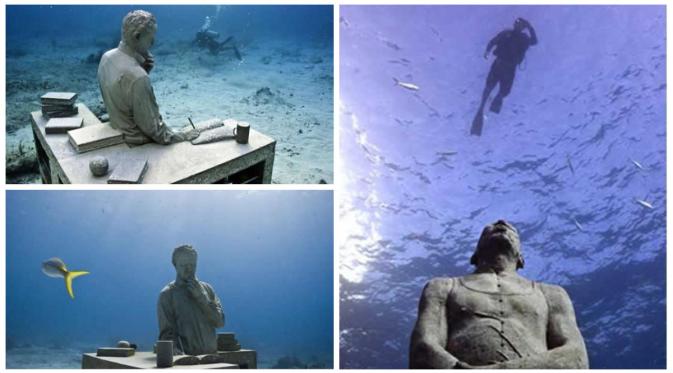 Patung-patung di bawah air di Mexican Carribean. (Oddity Central)