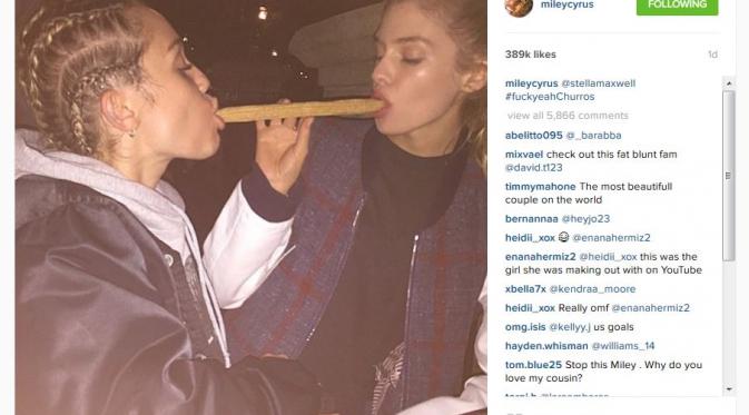 Miley Cyrus dan Stella Maxwell (via Instagram Miley Cyrus)