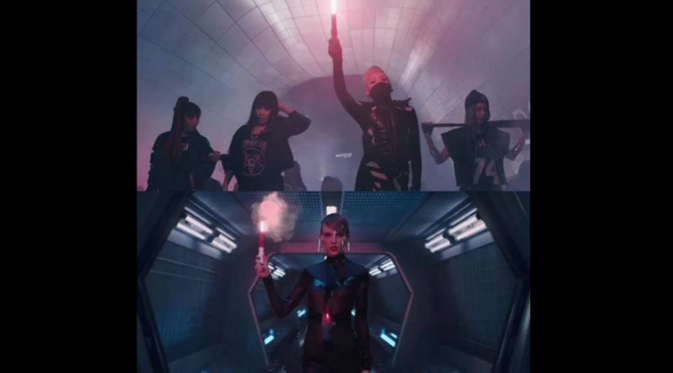 Aksi Taylor Swift dalam Bad Blood dianggap menjiplak videoklip milik 2NE1 berjudul Come Back Home [Foto: YouTube]