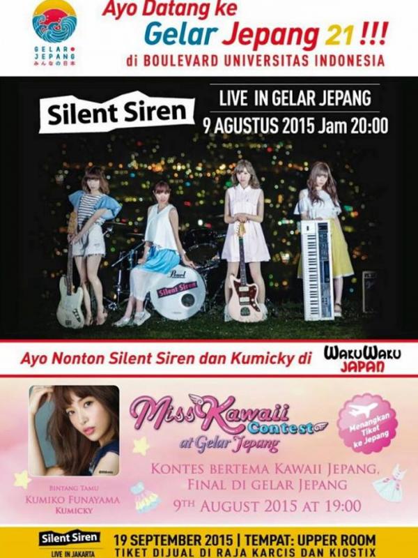 Silent Siren yang bakal memeriahkan Gelar Jepang di kampus Universitas Indonesia, Depok pada 9 Agustus 2015 terdiri dari model majalah.