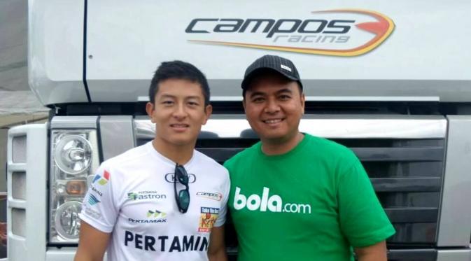 Rio Haryanto Bola.com di depan paddock Campos Racing usai sprint  race GP2 Hungaria, Minggu (26/7/2015) lalu. 