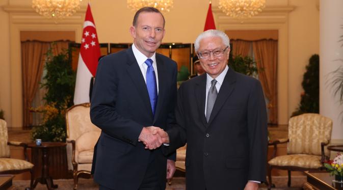 Pertemuan PM Australia Tony Abbott dengan Presiden Singapura Tony Tan (www.istana.gov.sg)