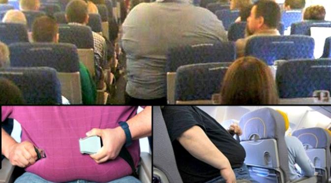 Gambaran penumpang yang terlalu gemuk dalam penerbangan.