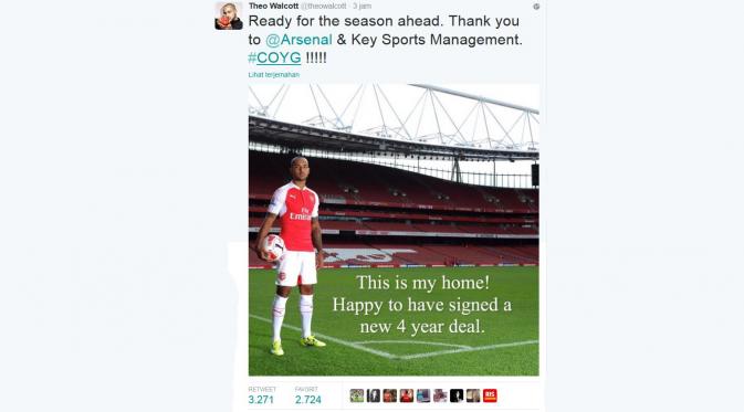 Theo Walcott perpanjang kontrak dengan Arsenal