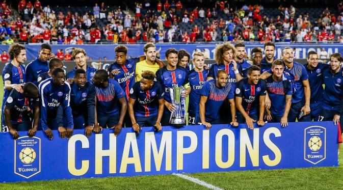 Paris Saint-Germain menjuarai International Champions Cup 2015 zona Amerika usai mengalahkan Manchester United dengan skor 2-0, 29 Juli 2015. (EPA/TANNEN MAURY)