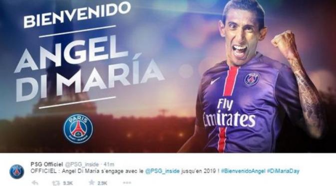 Angel Di Maria menandatangani kontrak empat tahun dengan Paris Saint-Germain (twitter.com/psg_inside)