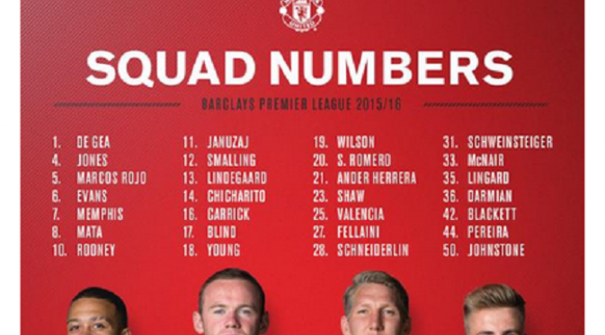 Manchester United nomor punggung resmi 2015-2016