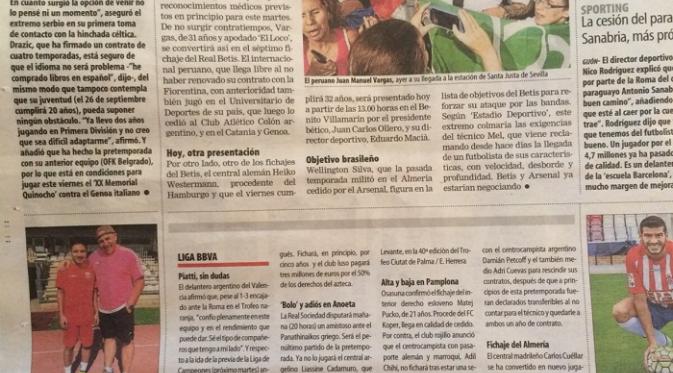 Salah satu media massa terkemuka di Spanyol, El Mundo Deportivo turut mengabarkan kedatangan Evan Dimas Darmono di UE Llagostera. (Istimewa)