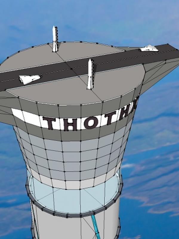 Ilustrasi elevator luar angkasa (Sumber : Thoth Technology)