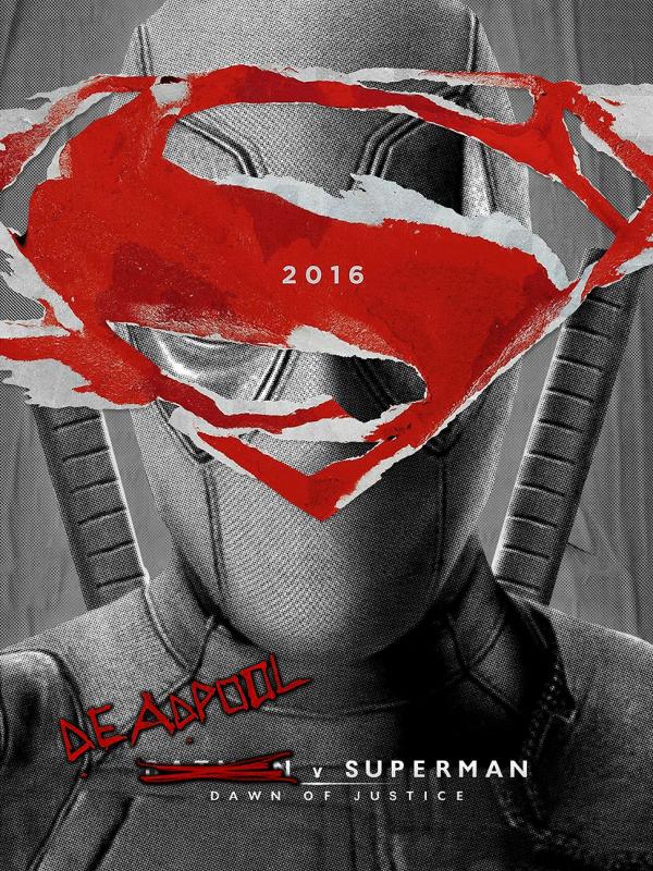 Dua buah poster tak resmi bergambar Deadpool yang dibuat dengan gaya Batman v Superman: Dawn of Justice diedarkan fans. (comicbook.com)