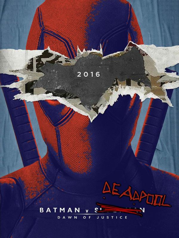 Dua buah poster tak resmi bergambar Deadpool yang dibuat dengan gaya Batman v Superman: Dawn of Justice diedarkan fans. (comicbook.com)